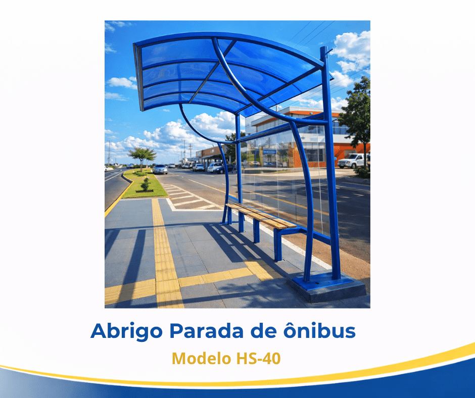 Abrigo de parada de ônibus metálico modelo HS-40